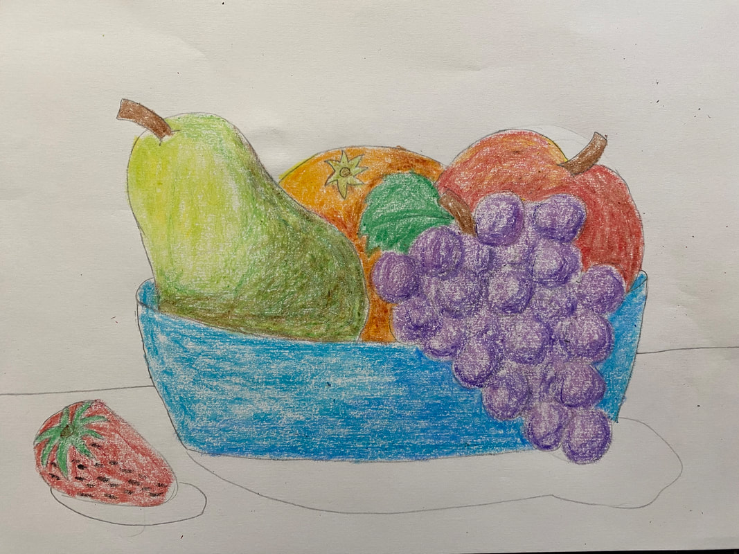 still life drawing fruit bowl