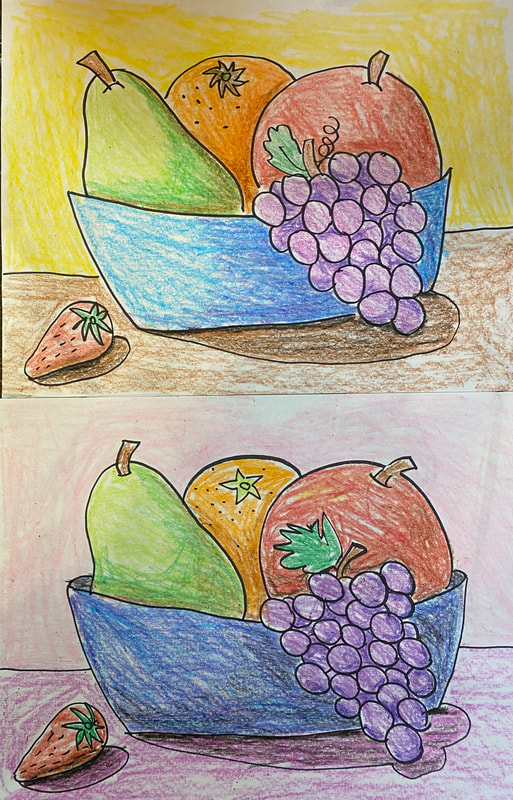 still life fruit bowl drawing